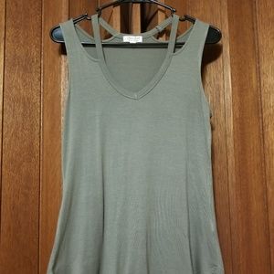 Green Tank Top- Cut out strap
